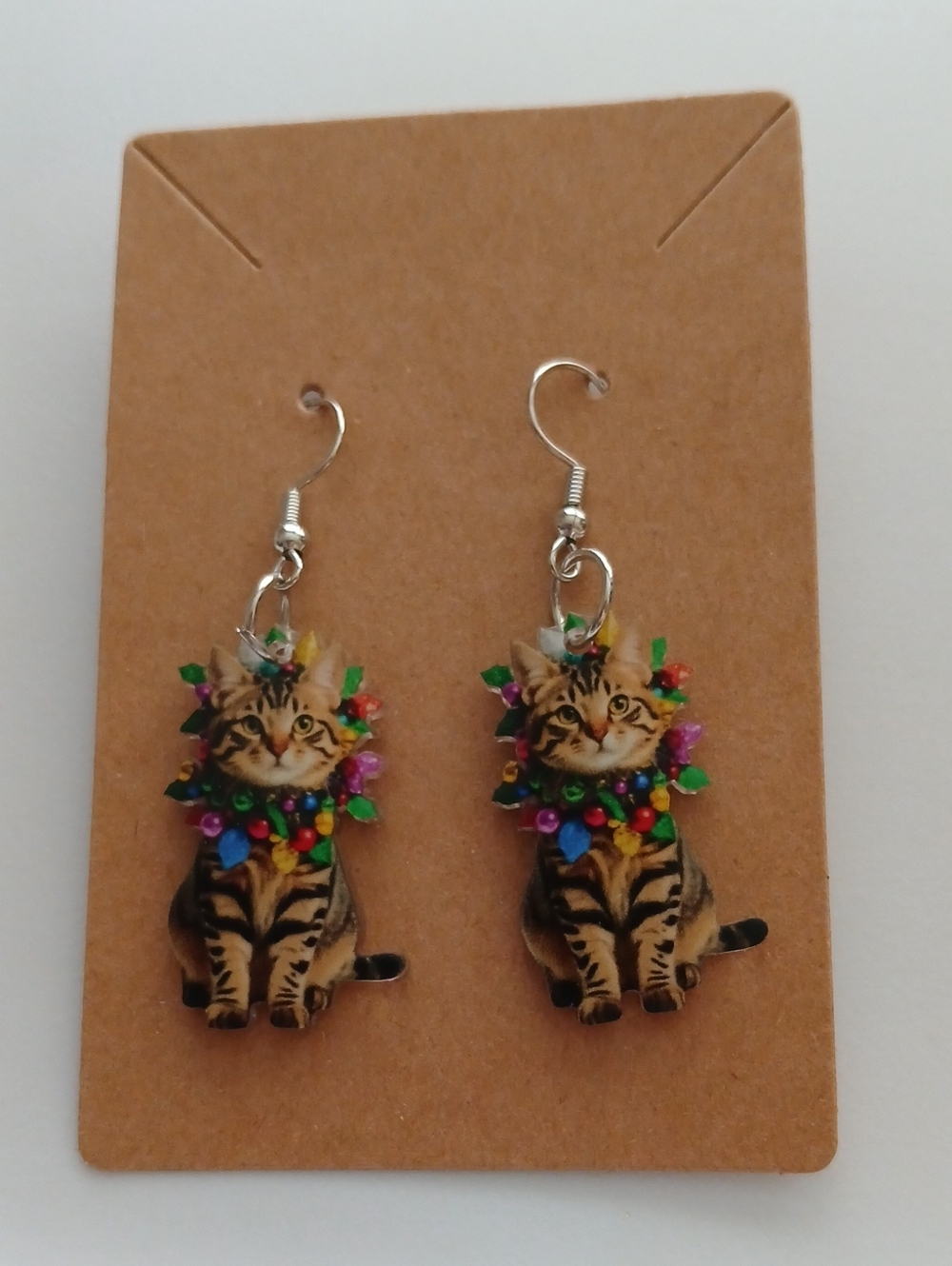 Fashion Jewelry Multicolor Tabby Cat Dangle Earrings